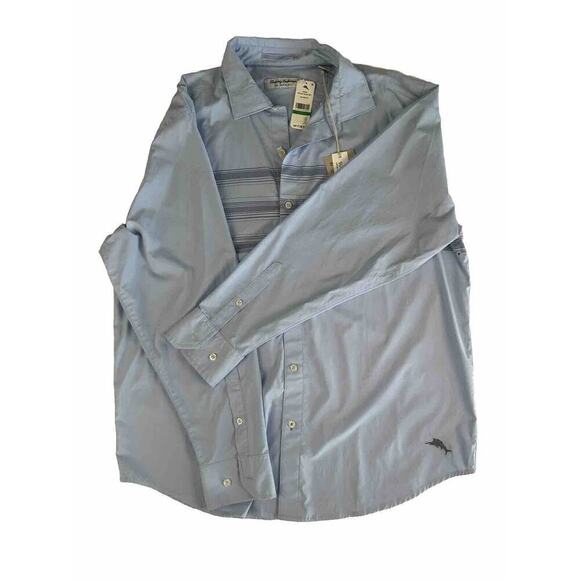 NWT - Tommy Bahama Men’s Siesta Key Shirt Large Blue Long Sleeve Skyline Stripe - Picture 2 of 8